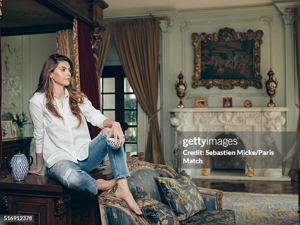 Shiva Safai, fiancée to real estate developer Mohamed Hadid is photographed at his Le Belvedere mansion for Paris Match on January 14, 2016 in Los...