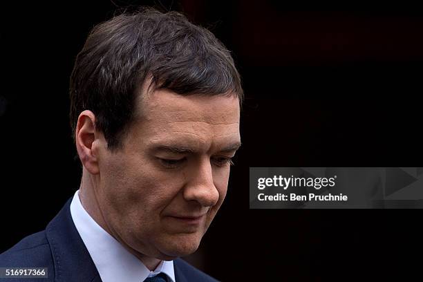 Chancellor George Osborne departs Number 11 Downing Street on March 22, 2016 in London, England. The Chancellor will today defend the 2016 budget...