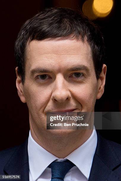 Chancellor George Osborne departs Number 11 Downing Street on March 22, 2016 in London, England. The Chancellor will today defend the 2016 budget...