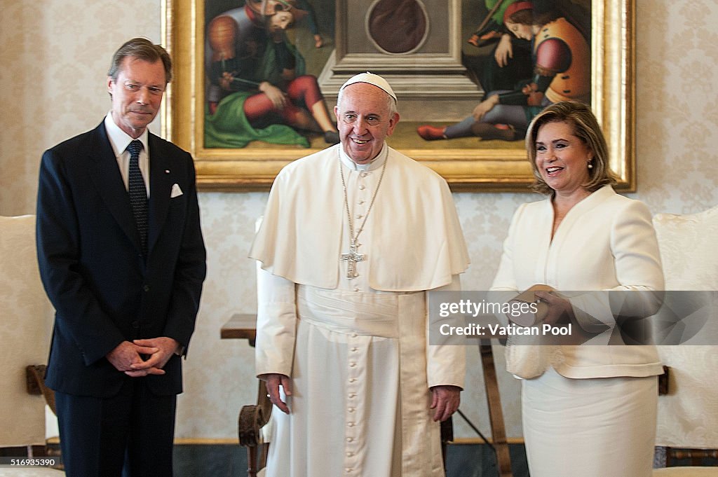 Pope Francis Meets Grand Duke and Duchess of Luxembourg