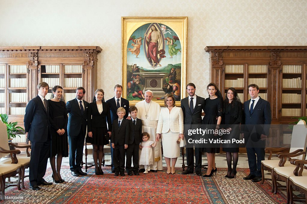 Pope Francis Meets Grand Duke and Duchess of Luxembourg