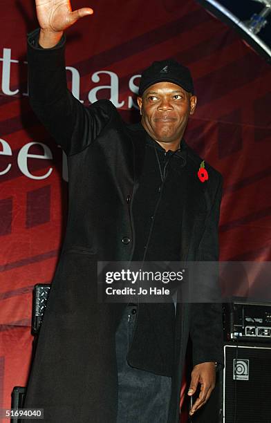 Samuel L Jackson attends the annual Regent Street Christmas Lights switching-on ceremony, having performed live, in Regent Street on November 7, 2004...