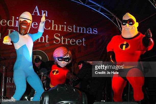 The Incredibles attend the annual Regent Street Christmas Lights switching-on ceremony, having performed live, in Regent Street on November 7, 2004...