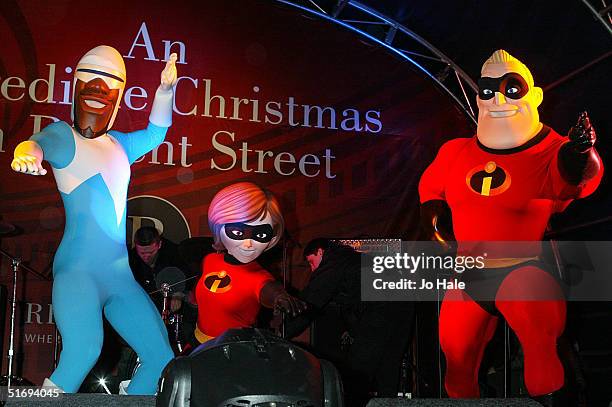 The Incredibles attend the annual Regent Street Christmas Lights switching-on ceremony, having performed live, in Regent Street on November 7, 2004...