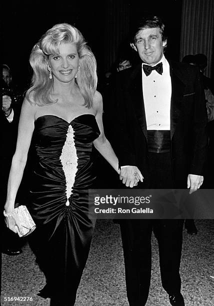 Ivana Trump and Donald Trump attend Metropolitan Museum of Art Costume Institute Lifetime Achievement Awards on December 4, 1989 at the Metropolitan...