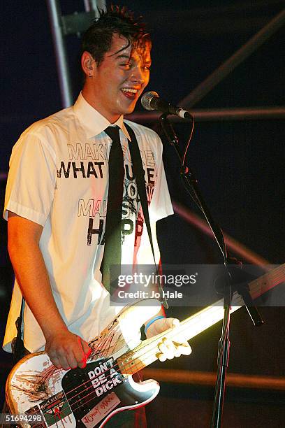 Matt Jay of Busted performs for the annual Regent Street Christmas Lights switching-on ceremony along Regent Street on November 7, 2004 in London,...