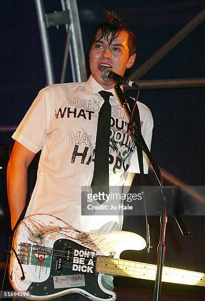 Matt Jay of Busted performs for the annual Regent Street Christmas Lights switching-on ceremony along Regent Street on November 7, 2004 in London,...