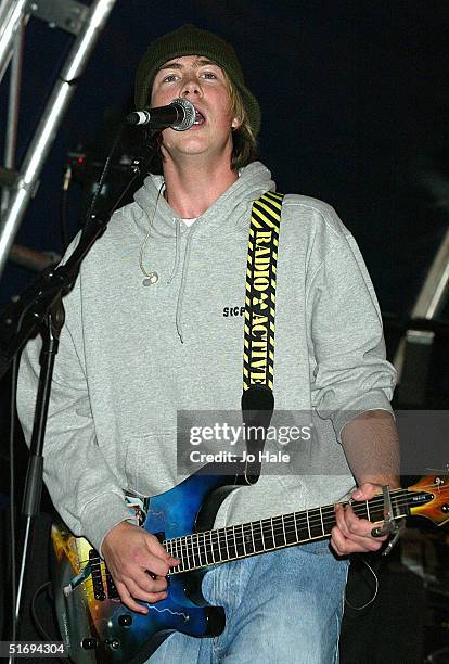 James Bourne of Busted performs at the annual Regent Street Christmas Lights switching-on ceremony along Regent Street on November 7, 2004 in London,...