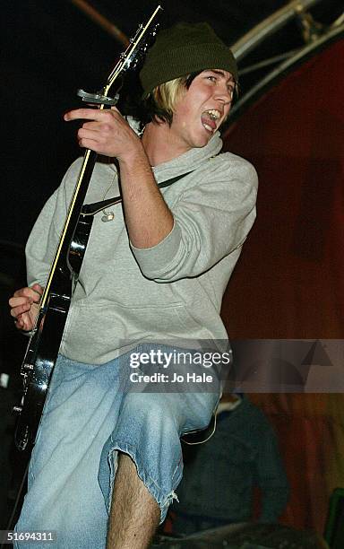 James Bourne of Busted performs at the annual Regent Street Christmas Lights switching-on ceremony along Regent Street on November 7, 2004 in London,...