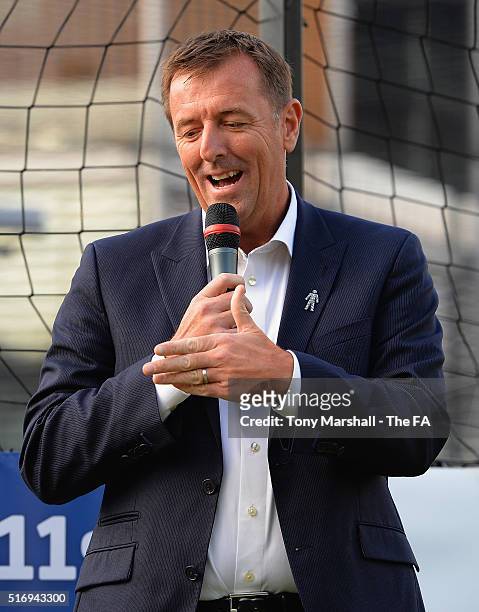 Matt Le Tissier speaks during the FA Lidl Partnership Event at Wembley Stadium on March 22, 2016 in London, England.