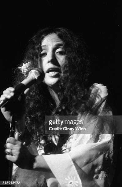 Singer Maria Muldaur live performance in 1974 in Los Angeles, California. .