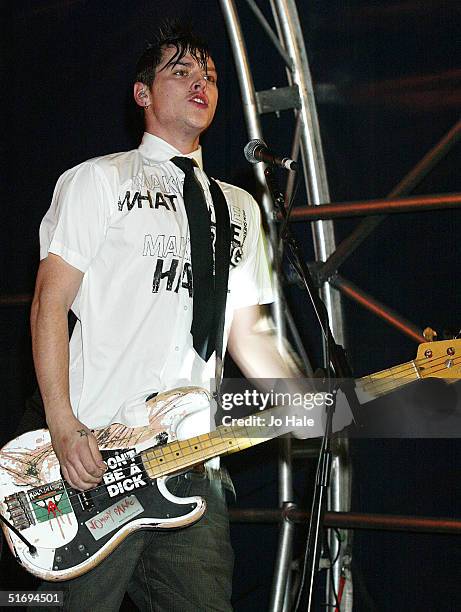 Matt Jay of Busted performs for the annual Regent Street Christmas Lights switching-on ceremony along Regent Street on November 7, 2004 in London,...