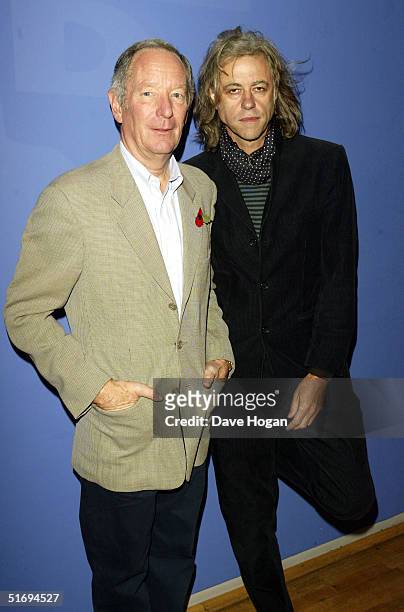 Presenter Michael Buerk and musician Sir Bob Geldof arrive at the premiere screening of the new four-disc DVD featuring 10 hours of footage from the...