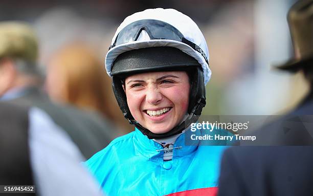 Jockey Bryony Frost at Exeter Racecourse on March 22, 2016 in Exeter, England.