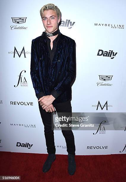 Lucky Blue Smith arrives at the The Daily Front Row "Fashion Los Angeles Awards" 2016 at Sunset Tower Hotel on March 20, 2016 in West Hollywood,...