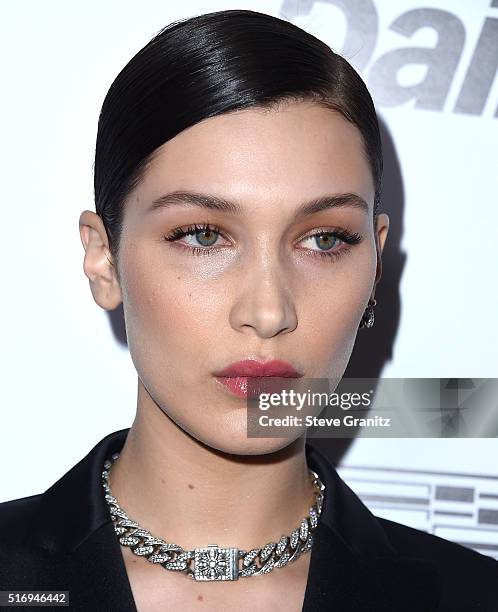 Bella Hadid arrives at the The Daily Front Row "Fashion Los Angeles Awards" 2016 at Sunset Tower Hotel on March 20, 2016 in West Hollywood,...