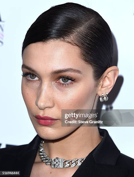 Bella Hadid arrives at the The Daily Front Row "Fashion Los Angeles Awards" 2016 at Sunset Tower Hotel on March 20, 2016 in West Hollywood,...