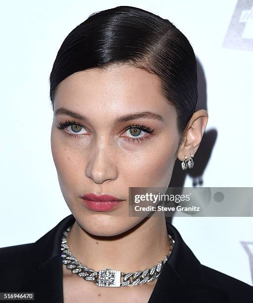 Bella Hadid arrives at the The Daily Front Row "Fashion Los Angeles Awards" 2016 at Sunset Tower Hotel on March 20, 2016 in West Hollywood,...