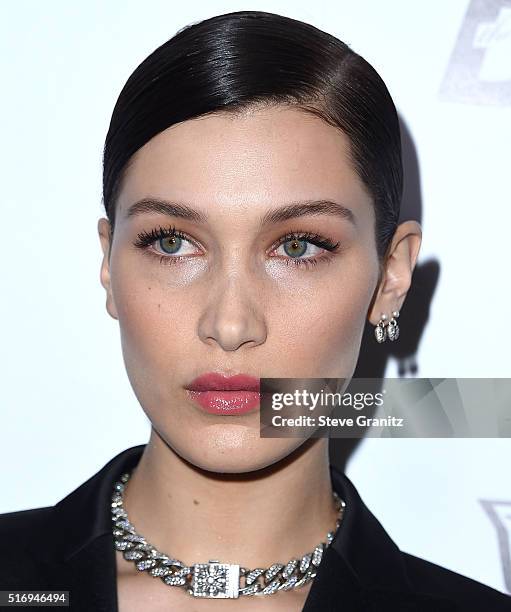 Bella Hadid arrives at the The Daily Front Row "Fashion Los Angeles Awards" 2016 at Sunset Tower Hotel on March 20, 2016 in West Hollywood,...