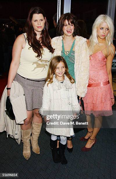 Bob Geldof's daughters Fifi Trixiebelle, Pixie and Peaches Geldof with Tiger Lily Hutchence arrive at the Premiere screening of the new four-disc DVD...