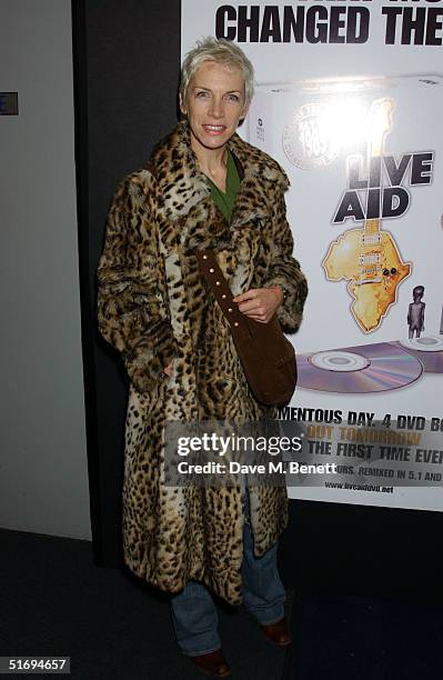 Annie Lennox arrives at the premiere screening of the new four-disc DVD featuring 10 hours of footage from the historic charity concert "Live Aid",...