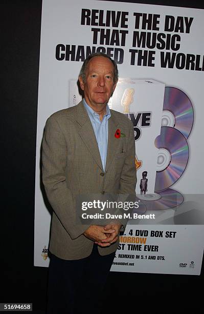 Newsreader Michael Buerk arrives at the Premiere screening of the new four-disc DVD featuring 10 hours of footage from the historic charity concert...