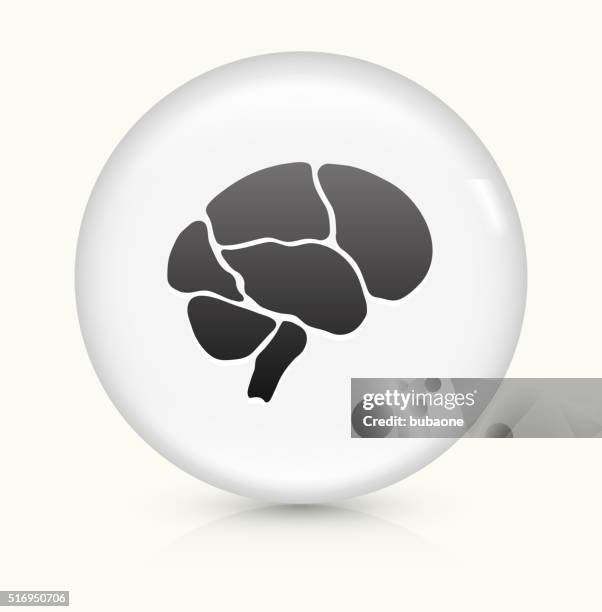 brain icon on white round vector button - thinking reflecting stock illustrations