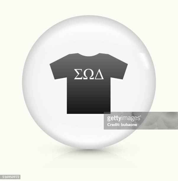 frat t-shirt icon on white round vector button - sorority stock illustrations