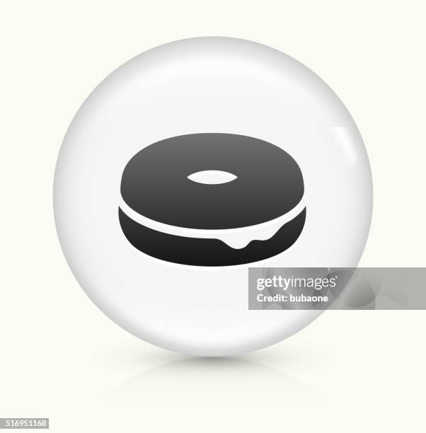 donut icon on white round vector button - buttered toast stock illustrations