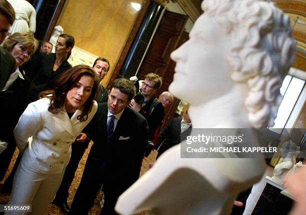 Danish Crown Prince Frederik and Princess Mary visit Berlin's Alte Nationalgalerie museum 08 November 2004. The royal couple are in Berlin for a...