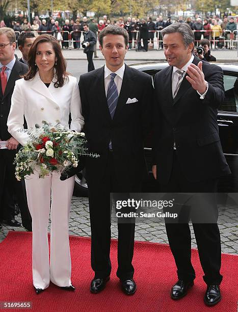 Danish Royal Couple Crown Prince Frederik and his wife Crown Princess Mary are greetd by Berlin mayor Klaus Wowereit at Berlin's City Hall during...