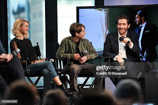 Naomi Watts, Judah Lewis, and Jake Gyllenhaal attend the AOL Build Speaker Series to discuss "Demolition" at AOL Studios In New York on March 22,...