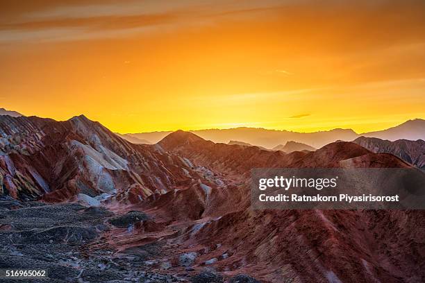 colorful mountain in danxia landform in zhangye, gansu of china - east asia stock pictures, royalty-free photos & images