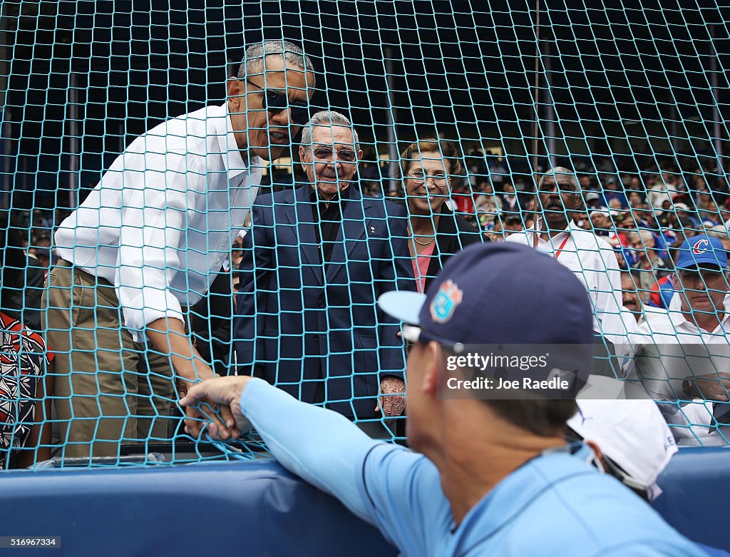 President Obama Attends Tampa Bay Devil Rays v Cuban National Team Baseball Game In Havana