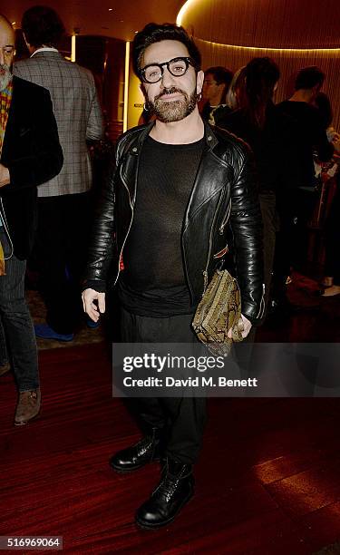 Johnny Coca attends the BFC/Vogue Designer Fashion Fund 2016 winners announcement at The Bulgari Hotel on March 22, 2016 in London, England.