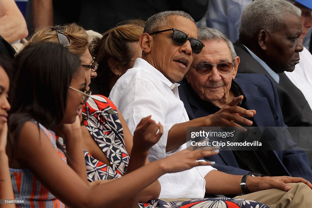 President Obama Attends Tampa Bay Devil Rays v Cuban National Team Baseball Game In Havana