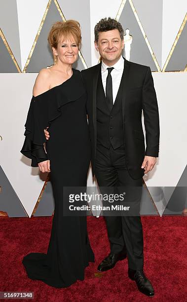Lorraine Ashbourne and actor Andy Serkis attend the 88th Annual Academy Awards at Hollywood & Highland Center on February 28, 2016 in Hollywood,...