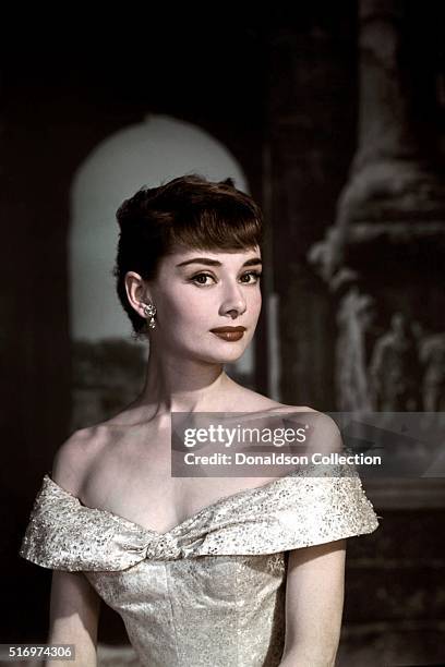 Actress Audrey Hepburn poses for a publicity still for the Paramount Pictures film 'Roman Holiday' in 1953 in Rome, Italy.