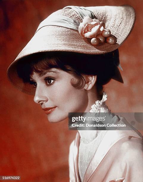 Actress Audrey Hepburn poses for a publicity still for the Warner Bros film 'My Fair Lady' in 1964 in Los Angeles, California.