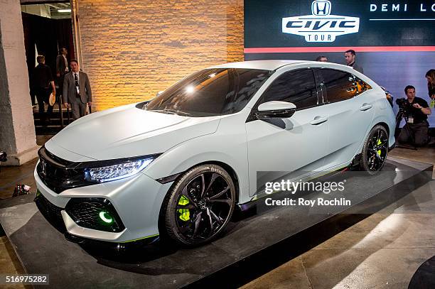 View of the new 2017 Honda Civic Hatchback during the Honda Civic Tour Artists Announcement and Honda Civic North America Launch Event at the Garage...