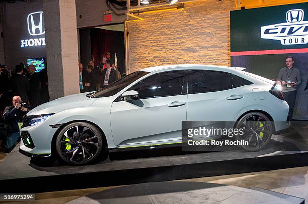 View of the new 2017 Honda Civic Hatchback during the Honda Civic Tour Artists Announcement and Honda Civic North America Launch Event at the Garage...