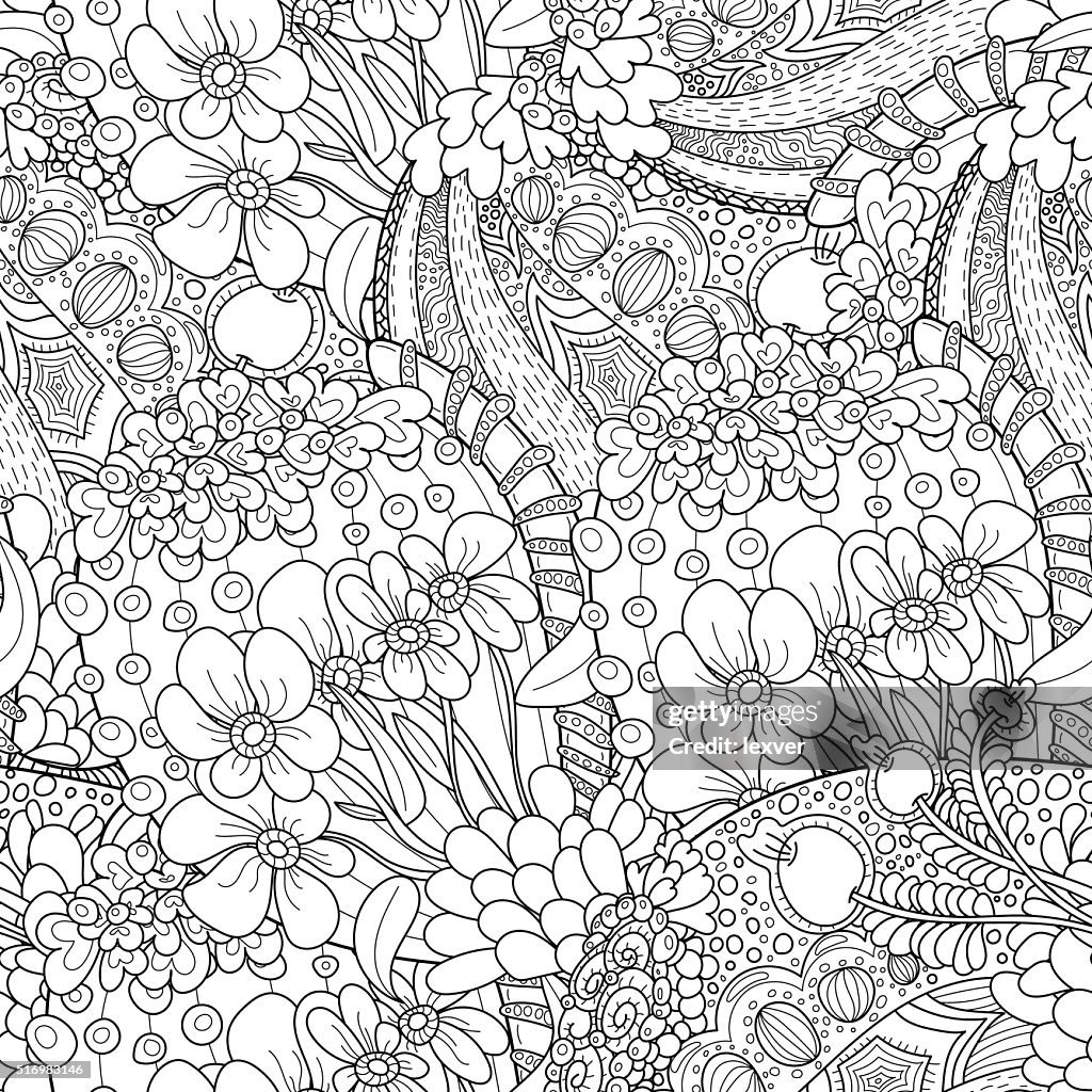 Pattern For Coloring Book Ethnic Retro Design High-Res Vector Graphic ...