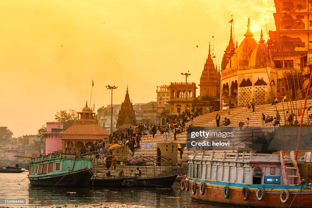 Varanasi burning grounds at night