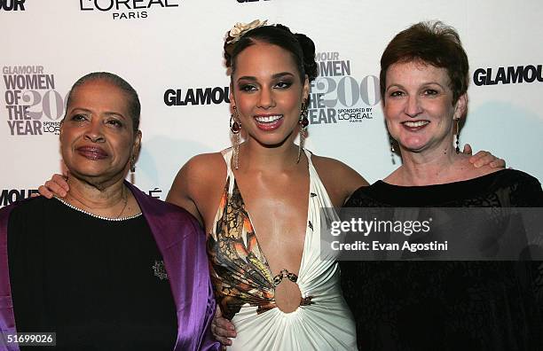 Vergil DiSalvatore, musician Alicia Keys and Terri Augell attend the 15th Annual Glamour "Women of the Year" Awards at the American Museum of Natural...