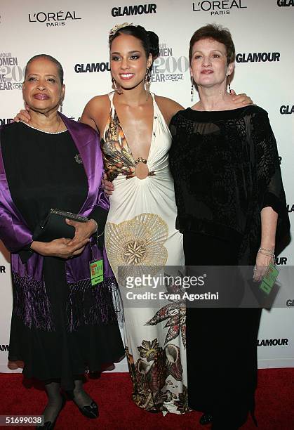 Vergil DiSalvatore, musician Alicia Keys and Terri Augell attend the 15th Annual Glamour "Women of the Year" Awards at the American Museum of Natural...