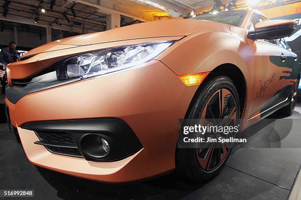 The 2016 Honda Civic Sedan at the Honda Civic Tour Artists Announcement and Honda Civic North America Launch Event at the Garage on March 22, 2016 in...