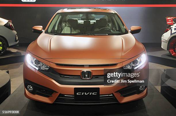 The 2016 Honda Civic Sedan at the Honda Civic Tour Artists Announcement and Honda Civic North America Launch Event at the Garage on March 22, 2016 in...