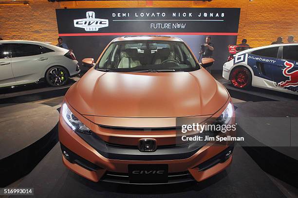 The 2016 Honda Civic Sedan at the Honda Civic Tour Artists Announcement and Honda Civic North America Launch Event at the Garage on March 22, 2016 in...