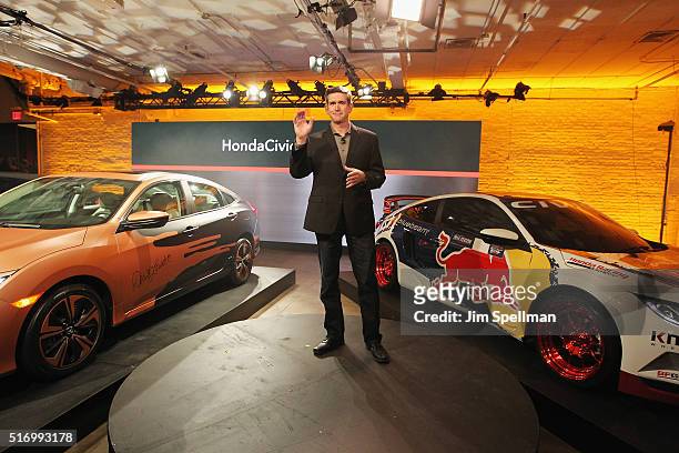 Manager of National Advertising Honda USA Nick Lee attends the 2016 Honda Civic tour artists announcement at the Garage on March 22, 2016 in New York...
