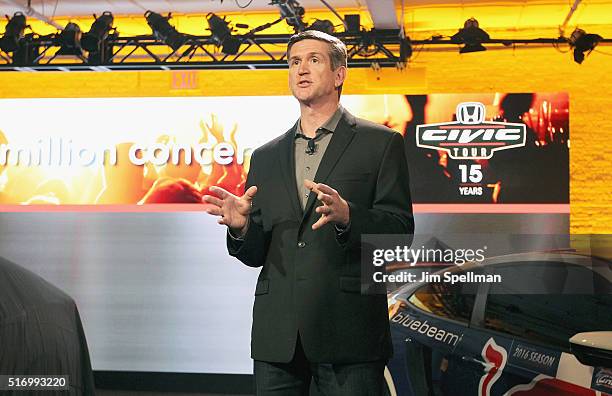 Manager of National Advertising Honda USA Nick Lee attends the 2016 Honda Civic tour artists announcement at the Garage on March 22, 2016 in New York...